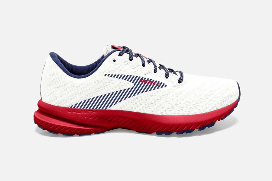 Brooks Launch 7 Mens UK - Road Running Shoes - White/Blue/Red 166-OVBNQA